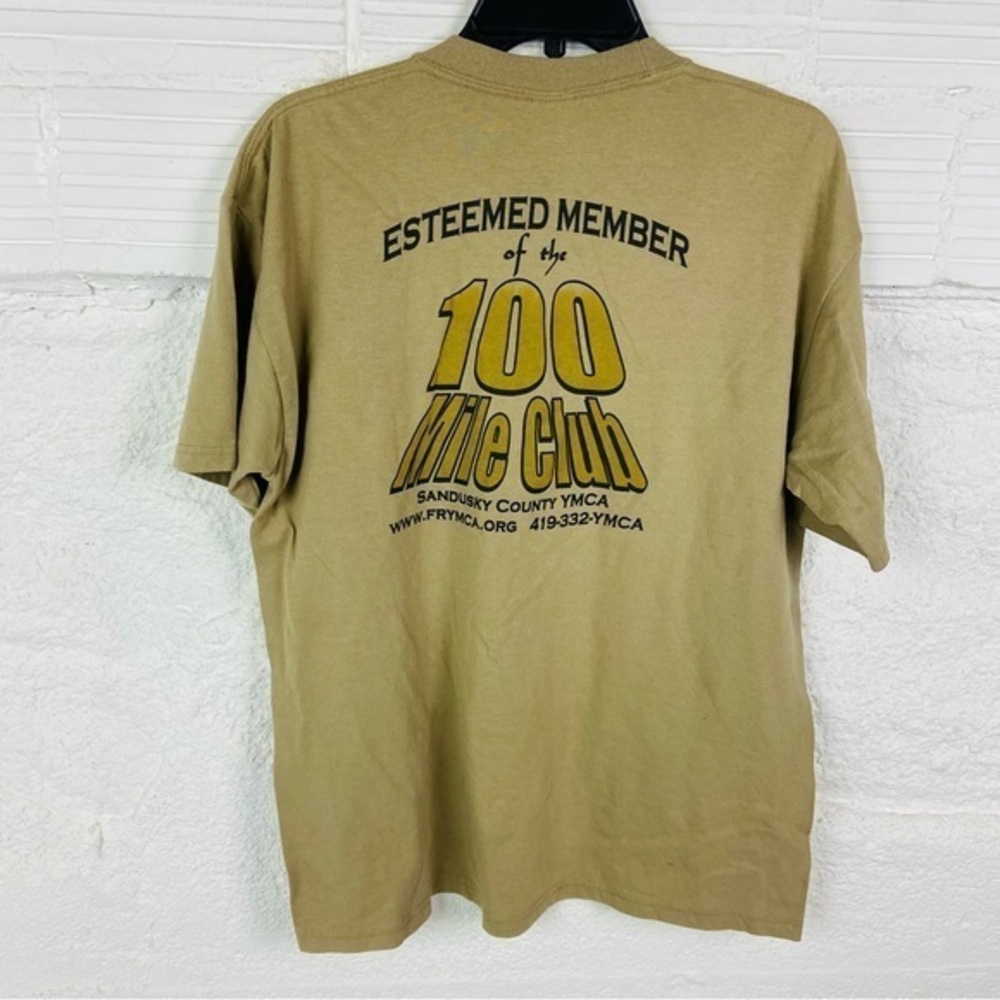 Jerzees vintage heavyweight blend ymca Tan 100 Mile Club T-Shirt size large